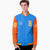 Custom Powder Blue Orange Bomber Full-Snap Varsity Letterman Two Tone Jacket