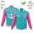 Custom Bright Green Pink Bomber Full-Snap Varsity Letterman Two Tone Jacket