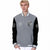 Custom Gray Black Bomber Full-Snap Varsity Letterman Two Tone Jacket