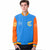 Custom Powder Blue Orange Bomber Full-Snap Varsity Letterman Two Tone Jacket