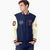 Custom Navy Cream Bomber Full-Snap Varsity Letterman Two Tone Jacket