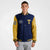 Custom Navy Old-Gold Bomber Full-Snap Varsity Letterman Two Tone Jacket