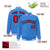 Custom Light Blue Red-White Bomber Full-Snap Varsity Letterman Jacket