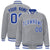 Custom Gray Blue-White Bomber Full-Snap Varsity Letterman Jacket