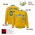 Custom Yellow Green-White Bomber Full-Snap Varsity Letterman Jacket