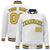 Custom White Yellow-Navy Bomber Full-Snap Varsity Letterman Jacket