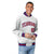 Custom White Red-Blue Bomber Full-Snap Varsity Letterman Jacket