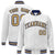 Custom White Old-Gold Navy Bomber Full-Snap Varsity Letterman Jacket