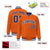 Custom Orange Navy White Bomber Full-Snap Varsity Letterman Jacket