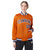 Custom Orange Navy White Bomber Full-Snap Varsity Letterman Jacket