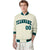 Custom Cream Aqua-Black Bomber Full-Snap Varsity Letterman Jacket