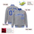 Custom Gray Royal-Blue White Bomber Full-Snap Varsity Letterman Jacket