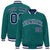 Custom Aqua Navy-White Bomber Full-Snap Varsity Letterman Jacket