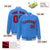 Custom Light Blue Red-White Bomber Full-Snap Varsity Letterman Jacket