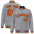 Custom Gray Orange-Black Bomber Full-Snap Varsity Letterman Jacket