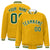 Custom Yellow Green-White Bomber Full-Snap Varsity Letterman Jacket