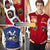 Custom Royal-Red Yellow-White Bomber Full-Snap Varsity Letterman Jacket