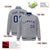 Custom Gray Navy-White Bomber Full-Snap Varsity Letterman Jacket