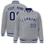 Custom Gray Navy-White Bomber Full-Snap Varsity Letterman Jacket