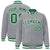 Custom Gray Neon-Green White Bomber Full-Snap Varsity Letterman Jacket