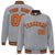 Custom Gray Orange-Black Bomber Full-Snap Varsity Letterman Jacket