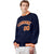 Custom Navy Orange-White Bomber Full-Snap Varsity Letterman Jacket