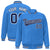 Custom Light Blue Navy-White Bomber Full-Snap Varsity Letterman Jacket