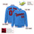 Custom Light Blue Red-White Bomber Full-Snap Varsity Letterman Jacket