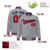 Custom Gray Red-Navy Bomber Full-Snap Varsity Letterman Jacket