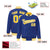 Custom Royal Blue Gold-White Bomber Full-Snap Varsity Letterman Jacket