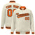 Custom Cream Orange Black Bomber Full-Snap Varsity Letterman Jacket