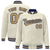 Custom Cream Old-Gold Navy Bomber Full-Snap Varsity Letterman Jacket