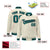 Custom Cream Aqua-Black Bomber Full-Snap Varsity Letterman Jacket