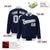 Custom Navy Gray-White Bomber Full-Snap Varsity Letterman Jacket