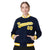 Custom Navy Yellow-White Bomber Full-Snap Varsity Letterman Jacket