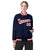 Custom Navy White Red Bomber Full-Snap Varsity Letterman Jacket