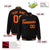 Custom Black Orange Bomber Full-Snap Varsity Letterman Jacket