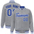 Custom Gray Blue-White Bomber Full-Snap Varsity Letterman Jacket