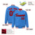 Custom Light Blue Red-Black Bomber Full-Snap Varsity Letterman Jacket