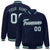 Custom Navy Gray-Aqua Bomber Full-Snap Varsity Letterman Jacket