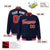 Custom Navy Red-White Bomber Full-Snap Varsity Letterman Jacket