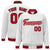 Custom White Royal-Red Black Bomber Full-Snap Varsity Letterman Jacket