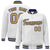 Custom White Old-Gold Navy Bomber Full-Snap Varsity Letterman Jacket