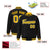 Custom Black Yellow-White Bomber Full-Snap Varsity Letterman Jacket