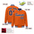 Custom Orange Navy White Bomber Full-Snap Varsity Letterman Jacket