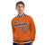 Custom Orange Navy White Bomber Full-Snap Varsity Letterman Jacket