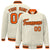 Custom Cream Orange Black Bomber Full-Snap Varsity Letterman Jacket