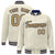 Custom Cream Old-Gold Navy Bomber Full-Snap Varsity Letterman Jacket