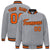 Custom Gray Orange-Black Bomber Full-Snap Varsity Letterman Jacket