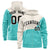 Custom Cream Aqua Color Block Varsity Full-Zip Letterman Wave Hoodie Jacket